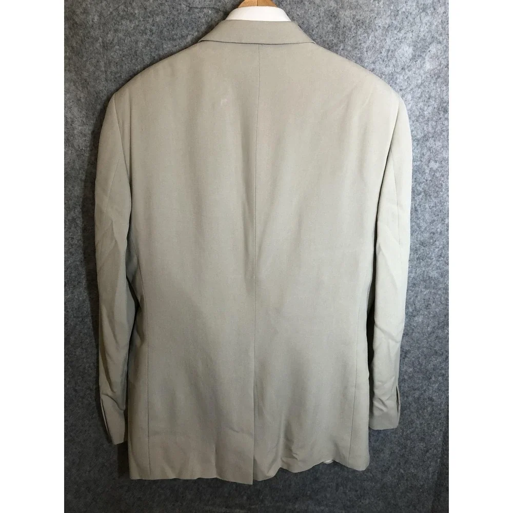 Nautica Blazer Mens 44L Beige Tan Silk Suit Coat Jacket Career Casual Classic